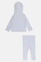 Toddlers Boy 2 Pieces Knitted Hoodie And Footed Pants Set, Light Blue - 3