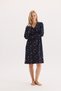 Cotton Fabric Long Sleeve Front Buttoned Patterned Nightgown 27602 - 3