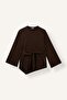 Regular Fit Crew Neck Belted Asymmetric Long Sleeve Basic T-Shirt I6261Ax26Au