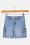 Toddlers Boy Washed Denim Shorts, Blue - 2