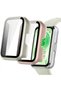 Full Coverage Case with Screen Protector Compatible with Huawei Band 11, PC & Tempered Glass Protective Case Cover, Scratch Resistant Smart Watch Accessories -Matte Starlight/Rose Gold