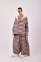 Men's Brown Plaid Loose Suit - 4