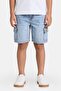 Kids Boy Washed Denim Shorts, Blue