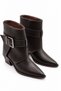 Orkide Women's Brown Leather Buckle Detailed Pointed Toe Thick Heeled Ankle Length Short Boots 6.5 cm Heel - 3
