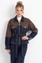 Navy Blue Waist-Tied Two-Tone Denim Jacket and Pants Set - 4