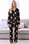 Black Teddy Bear Patterned Thermal Fabric Ultra Soft Buttoned Knitted Pajama Set26226128 - 2
