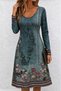 Women's Long Sleeve V-Neck Floral Patterned Midi Single Jersey Dress - 2
