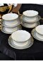 12 Piece 6-Person Golded Enameled Porcelain Multipurpose Presentation Plate and Snack Bowl Set - 7