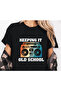 80's Retro Trend Mix Printed Oversized Basic Unisex Cotton Short Sleeve Black Tshirt