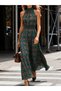 Women's Off-The-Shoulder Turtleneck Elastic Waist Plaid Pattern Long Single Jersey Dress