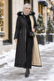 Women's Black Quilted Coat with Fur Hood - 2