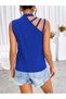 Women's Viscose Blouse with Ribbon Detail on the Shoulder and Semi-Crew Neck - 3