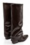 Tokyo Women's Brown Fur Lined Pointed Toe Bellows Flat Heel Below the Knee Slouchy Boots - 5
