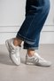 White Silver Women's Sneaker Shoes Lace-Up Thick Soled Casual Sports Shoes - 2