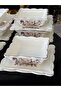 12 Piece Porcelain Flower-Patterned Square Multipurpose Presentation Dish Set for 6 People - 5