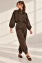 Women's Stand Collar Gold Button Crop Jacket & High Waist Pants Set - 4