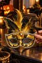 Gold Sequin Feather Mask Halloween Venetian Mask Halloween Costume Party Face Eye Accessory - 6