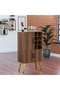 Home Bar Cabinet with Liquor Bottle Rack Wooden Storage Cabinet with 8 Bottle Storage Open Compartments Ideal for Home Bar, Living Room - Dark Hunton Oak - 2