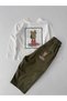 Boy's Frog Printed Long Sleeve T-Shirt Khaki Gabardine Pants 2-Piece Set - 5