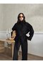 Premium Black Shearling Button-Down Suede Stand-Up Collar Belted Leather Jacket.