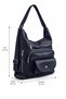 Women's Navy Blue Multi-Compartment Soft Leather Adjustable Strap Flap Shoulder and Backpack Bag - 6