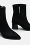 Sosa Women's Black Suede Pointed Toe Short Heeled Boots A016- K4002 - 3