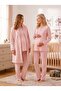 New Season Powder Shawl Collar Winter Plush Dressing Gown Button Detailed Design Long Sleeve Maternity Pajama Set - 4
