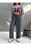 Women's Viscose Ribbed Waist Lace-Up Elastic Pockets Elastic Cuffs Loose Jogger Trousers - Anthracite - 2