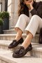 Women's Brown Daily Soft Leather Loafer Pm92 - 3