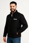 Men's Micro Water Repellent Quilted B Printed Lined Zippered Bomber Jacket - Black - 3