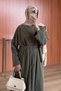 Women's Cupra Pike Long Cardigan Blouse with Wide Leg Pants 3-Piece Abaya Set 3205 - Premium Series - 5