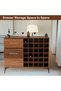 Wooden Wine Cabinet with 30 Bottle Storage Compartments and 3 Drawers, Freestanding Wine Rack Cabinet Ideal for Home Bar, Living Room and Dining Room - Dark Hunton Oak - 5