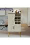Home Bar Cabinet with Liquor Bottle Rack Wooden Storage Cabinet with 8 Bottle Storage Open Compartments Ideal for Home Bar, Living Room - Natural Davos Oak - 3