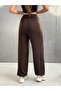 Women's Viscose Ribbed Waist Lace-Up Elastic Pockets Elastic Cuffs Loose Jogger Pants - Brown - 5