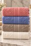 Puffy 4 Pieces Cotton Colorful Sergeant Patterned Ultra Soft 50X85 cm Towel / Face Towel / Hair Towel / Dowry Set