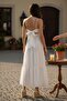 Women's Thin Straps Layered Long Dress with Tie Detail at the Back - 4