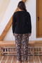 Black Patterned Large Size Oversized Buttoned Viscose Knitted Pajama Set - 3