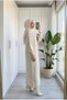 Women's Ribbed Balloon Sleeve Long Knitwear Dress 130 cm - 2
