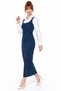 Navy Blue Strappy Maxi Denim Gilet Dress with Stitching Detail - 2