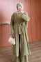 Women's Cupra Pike Long Cardigan Blouse with Wide Leg Pants 3-Piece Abaya Set 3205 - Premium Series - 4