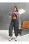 Women's Viscose Ribbed Waist Lace-Up Elastic Pockets Elastic Cuffs Loose Jogger Trousers - Anthracite - 3