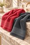 Puffy 2 Pieces 100% Bamboo Colorful Sergeant Patterned Ultra Soft 50X85 cm Towel / Face Towel / Hair Towel / Dowry Set - 2
