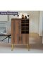 Home Bar Cabinet with Liquor Bottle Rack Wooden Storage Cabinet with 8 Bottle Storage Open Compartments Ideal for Home Bar, Living Room - Dark Hunton Oak - 3