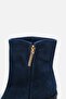 Sosa Navy Blue Suede Women's Pointed Toe Short Heeled Boots A016- K4002 - 6