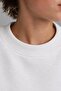 Boy's Oversize Sweatshirt Basic White – Crew Neck, 3-Ply Fleece - 4