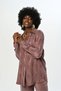 Women's Patterned Oversized Shirt Burgundy - 3