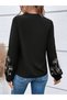 Women's Long Sleeve V-Neck Sleeves Floral Pattern Viscose Two Thread Blouse - 4