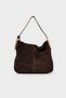 Genuine Suede Shoulder Bag - Brown - 3