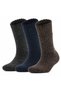 3 Pairs of Unisex Muline Yarn Winter Thermal Socks, Black-Navy Blue-Brown