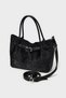 Belt-Detailed Hand and Shoulder Bag - Faux Fur Black - 5